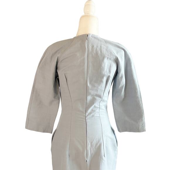 Raey Wide Sleeve Midi Sheath Dress 10 Blue - Picture 5 of 10